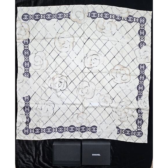 Chanel Silk Camellia CC Square Scarf - Picture 1 of 8